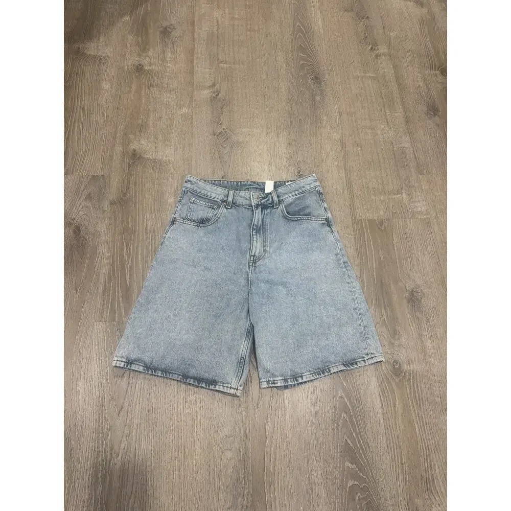 & DENIM Women High Waisted Denim Bermudas Shorts Size 8